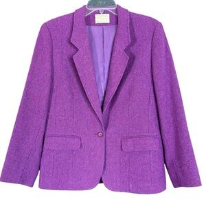 Vintage Pendleton 100% Wool Purple Tweed One Button Blazer Women's Size 12